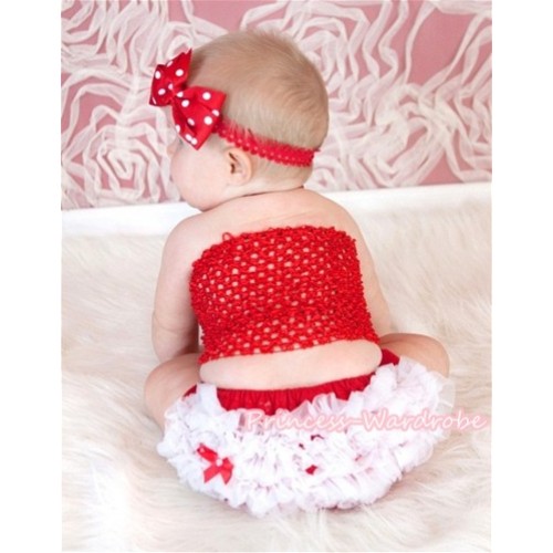 Red Crochet Tube Top, Red White Bloomer CT352 